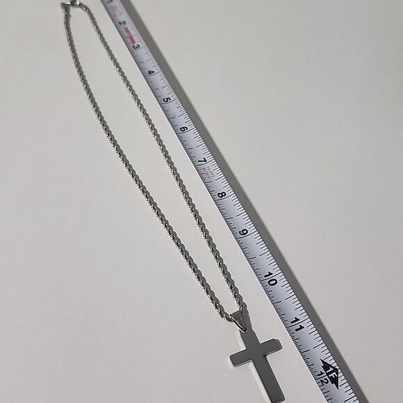 Silver Cross Pendant Necklace - Picture 4 of 4
